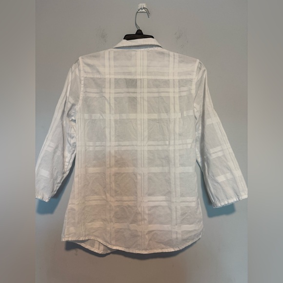 J. McLaughlin White Popover Tunic 3/4 Sleeve Collared Size Small - Picture 5 of 5
